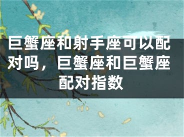 巨蟹座和射手座可以配对吗,巨蟹座和巨蟹座配对指数