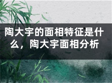 陶大宇的面相特征是什么,陶大宇面相分析