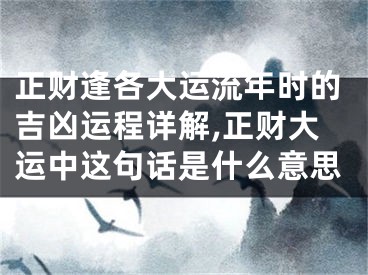正财逢各大运流年时的吉凶运程详解,正财大运中这句话是什么意思