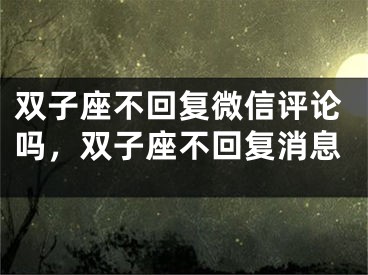双子座不回复微信评论吗,双子座不回复消息