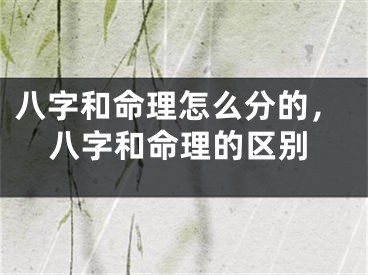 八字和命理怎么分的，八字和命理的区别