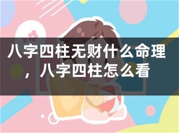 八字四柱无财什么命理,八字四柱怎么看