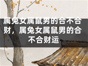 属兔女属鼠男的合不合财,属兔女属鼠男的合不合财运