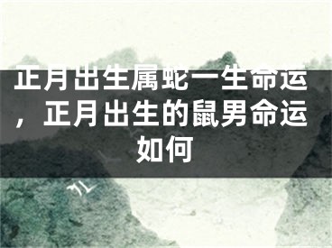 正月出生属蛇一生命运,正月出生的鼠男命运如何