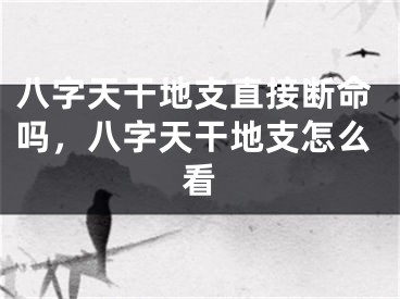 八字天干地支直接断命吗,八字天干地支怎么看