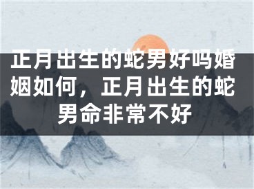 正月出生的蛇男好吗婚姻如何，正月出生的蛇男命非常不好
