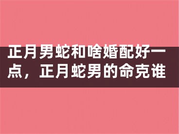 正月男蛇和啥婚配好一点,正月蛇男的命克谁