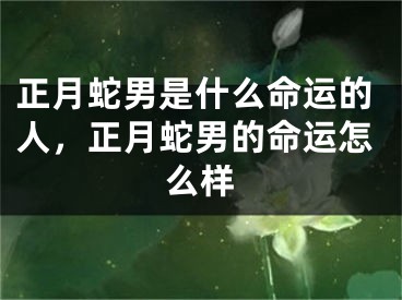 正月蛇男是什么命运的人,正月蛇男的命运怎么样