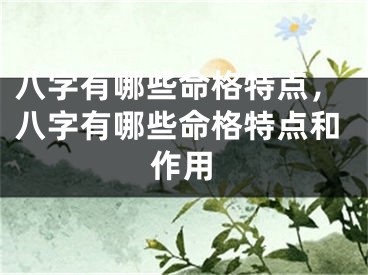八字有哪些命格特点,八字有哪些命格特点和作用
