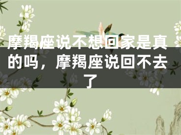 摩羯座说不想回家是真的吗，摩羯座说回不去了