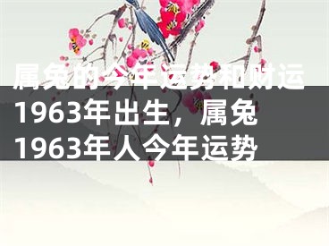 属兔的今年运势和财运1963年出生，属兔1963年人今年运势