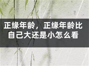 正缘年龄，正缘年龄比自己大还是小怎么看