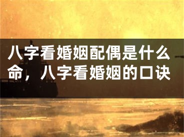 八字看婚姻配偶是什么命，八字看婚姻的口诀