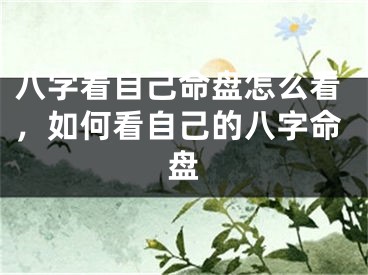 八字看自己命盘怎么看,如何看自己的八字命盘