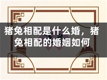 猪兔相配是什么婚,猪兔相配的婚姻如何