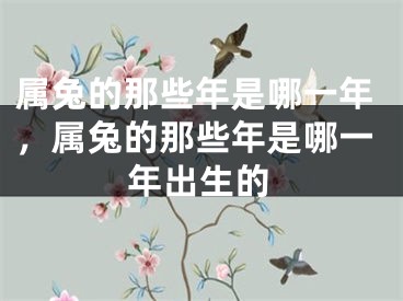 属兔的那些年是哪一年，属兔的那些年是哪一年出生的