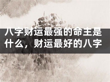 八字财运最强的命主是什么，财运最好的八字