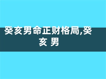 癸亥男命正财格局,癸亥 男