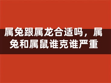 属兔跟属龙合适吗,属兔和属鼠谁克谁严重