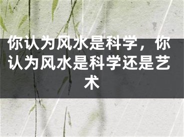 你认为风水是科学，你认为风水是科学还是艺术