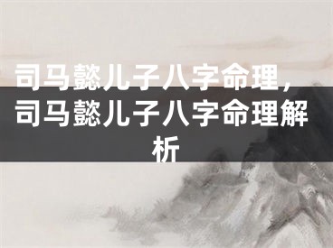 司马懿儿子八字命理,司马懿儿子八字命理解析