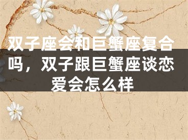 双子座会和巨蟹座复合吗，双子跟巨蟹座谈恋爱会怎么样
