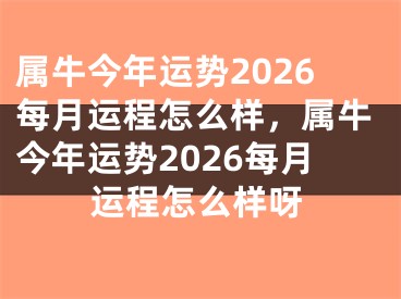 属牛今年运势2026每月运程怎么样，属牛今年运势2026每月运程怎么样呀