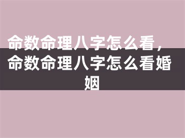 命数命理八字怎么看，命数命理八字怎么看婚姻