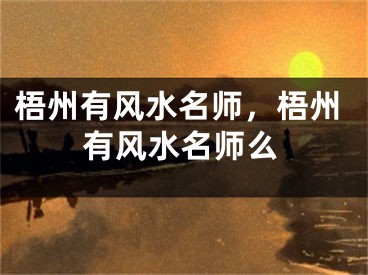 梧州有风水名师,梧州有风水名师么