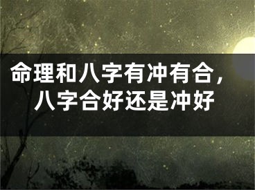 命理和八字有冲有合，八字合好还是冲好