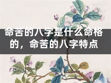 命苦的八字是什么命格的，命苦的八字特点