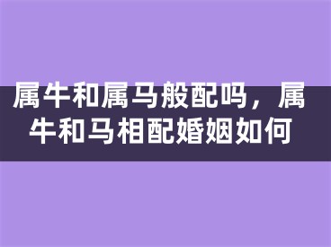 属牛和属马般配吗，属牛和马相配婚姻如何