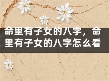 命里有子女的八字,命里有子女的八字怎么看