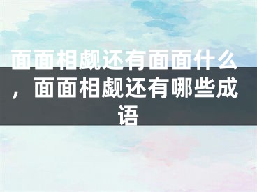 面面相觑还有面面什么，面面相觑还有哪些成语