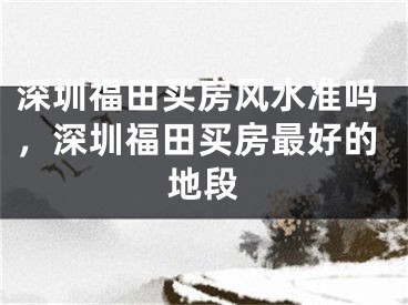 深圳福田买房风水准吗，深圳福田买房最好的地段