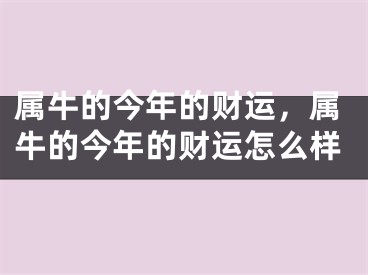 属牛的今年的财运,属牛的今年的财运怎么样