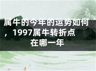 属牛的今年的运势如何,1997属牛转折点在哪一年