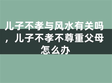儿子不孝与风水有关吗，儿子不孝不尊重父母怎么办