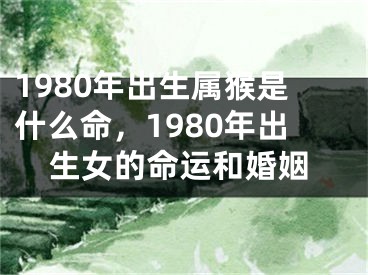1980年出生属猴是什么命，1980年出生女的命运和婚姻