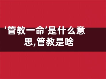 ‘管教一命’是什么意思,管教是啥