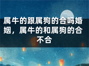 属牛的跟属狗的合吗婚姻,属牛的和属狗的合不合
