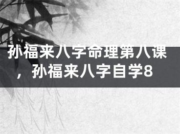 孙福来八字命理第八课,孙福来八字自学8