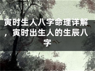 寅时生人八字命理详解，寅时出生人的生辰八字