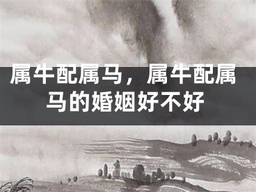 属牛配属马,属牛配属马的婚姻好不好