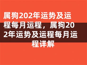 属狗202年运势及运程每月运程，属狗202年运势及运程每月运程详解
