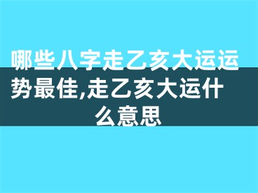 哪些八字走乙亥大运运势最佳,走乙亥大运什么意思