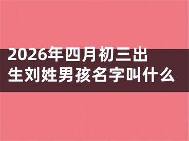 2026年四月初三出生刘姓男孩名字叫什么