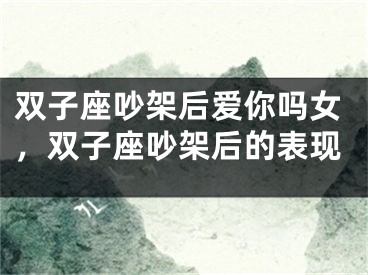 双子座吵架后爱你吗女,双子座吵架后的表现