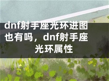 dnf射手座光环进图也有吗，dnf射手座光环属性