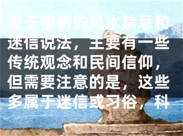 关于榕树的风水禁忌和迷信说法,主要有一些传统观念和民间信仰,但需要注意的是,这些多属于迷信或习俗,科